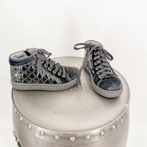 Black High-Top Boots with Lace-Up Design